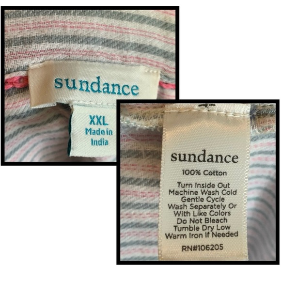Sundance Powder Plaid Button Down Pajama Top, [Sz XL] 100% Cotton - Picture 7 of 9